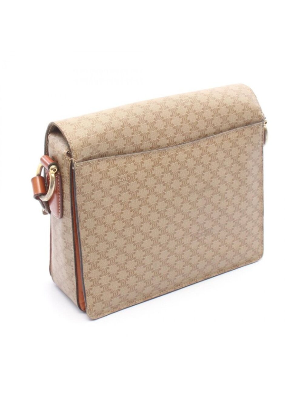 Celine Shoulder Bag Macadam Beige Brown Canvas Leather - Picture 2 of 15